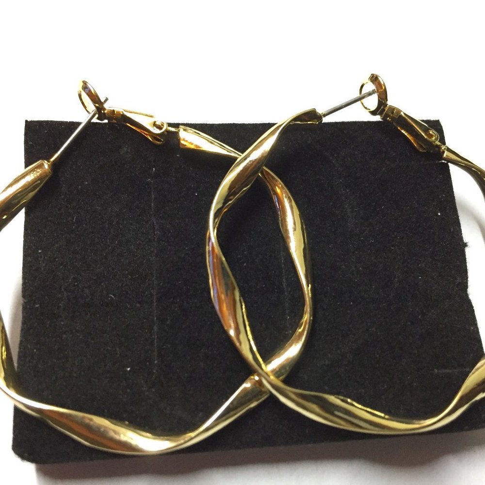 Large hoop earrings 14k gold-plated twisted rope